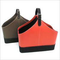 Exclusive Leather Magazine Basket