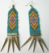 Beads Pattern Drop Earrings With Alloy Bars