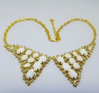 Gold Necklace with Rhinestone Chain