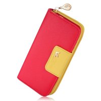 Ladies Multi-card Position Two Fold Long Zipper Wallet