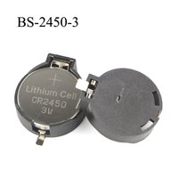Plastic Shell CR2450 Button Cell Battery Sockets Holder Case Black