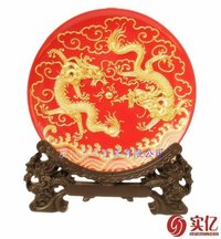 Lacquer Thread Sculpture-Two Dragons Playing With A Pearl