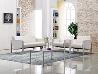 PU and Leather Upholstered Office Sofa With Metal Frame Base
