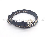 Button Black PU Leather Pin Buckle Belt for Womens