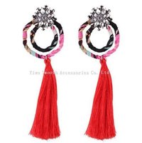 Fashion Rhinestone Metal Long Tassels 4-Color Earring