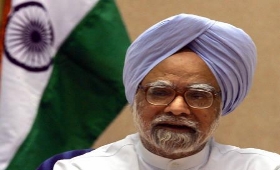Manmohan Singh with Flag