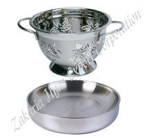 Silver Steel Colander For Kitchen