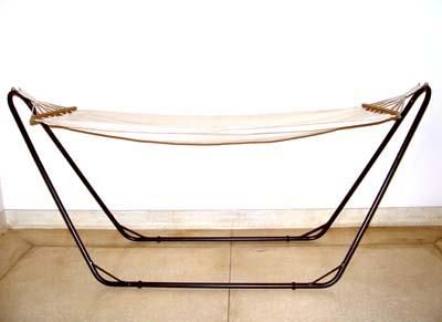 Fabric Hammock With Brown Stand