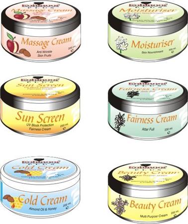 Massagecream, Moisturisercream, Sunscreencream, Fairnesscream, Coldcream, Beautycream.