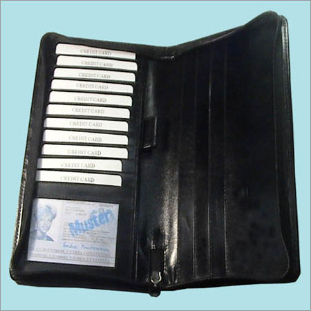 Leather Credit Card Holder - Buff Aniline (Black)