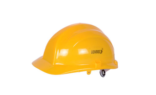 Safety Helmets - Plastic Material, Standard Size, Yellow Color | Very Good Quality, Durable, Fine Finished, Oval Shape, Open Face Design