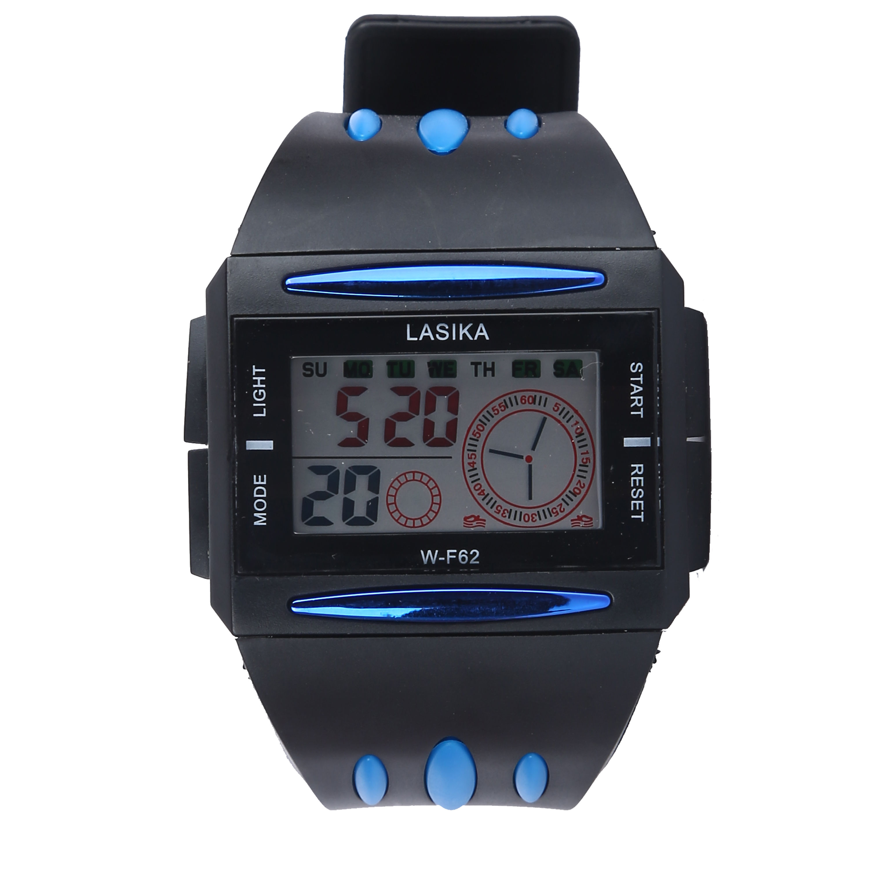 Lasika Chrono Black And Blue Digital Wrist Watch, SW007