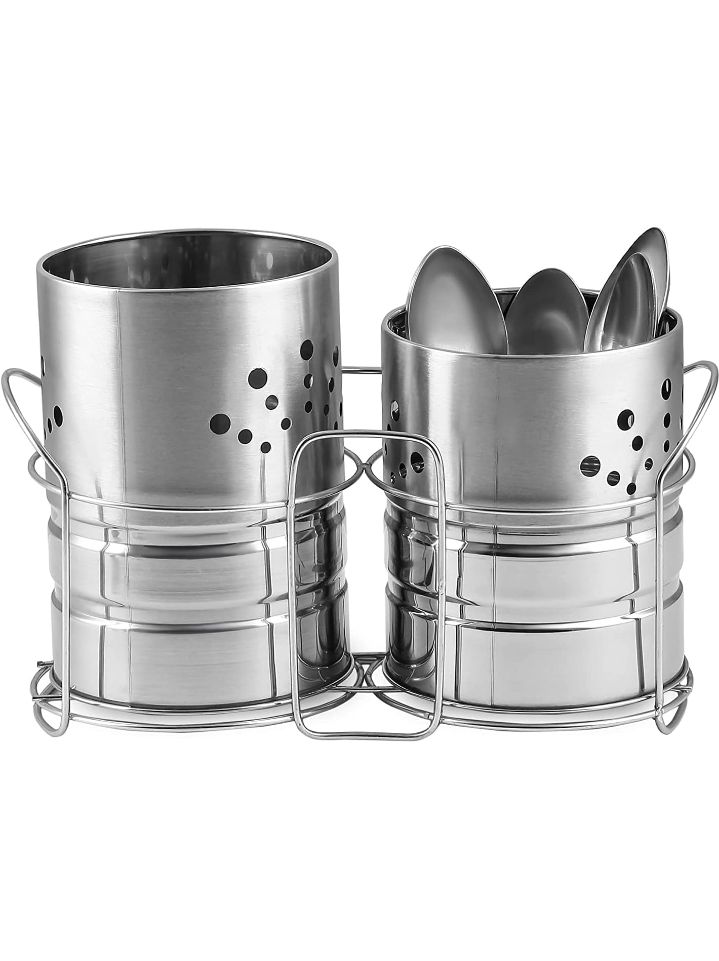 Stainless Steel Round Shape Steel Spoon Holder 