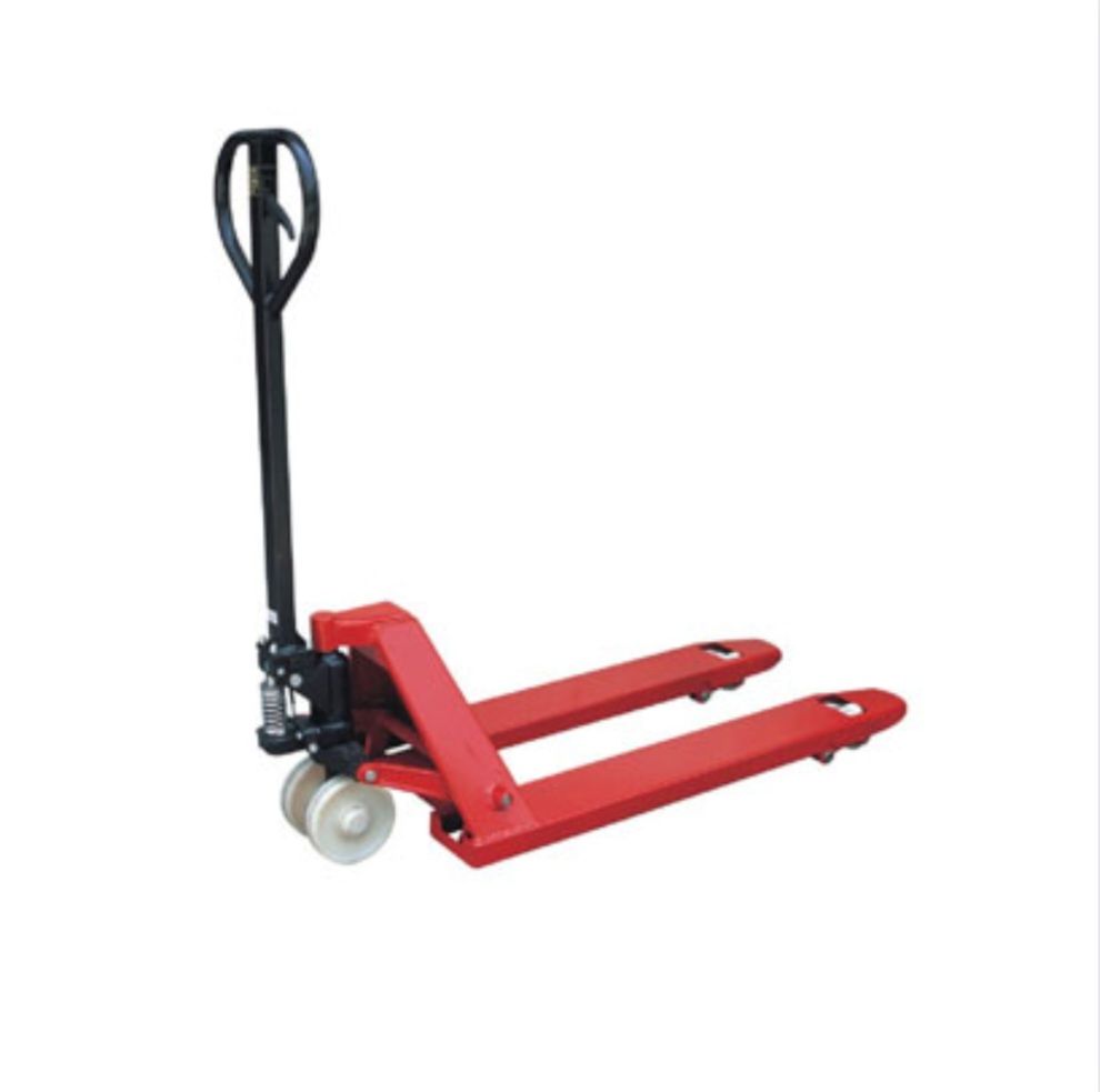 Industrial Hand Pallet Truck - Mild Steel, Red Color, Powder Coated Finish | Easy Maneuverability, Heavy-Duty Wheels, Adjustable Forks, Efficient Hydraulic Pump, Secure Braking System, Simple Maintenance