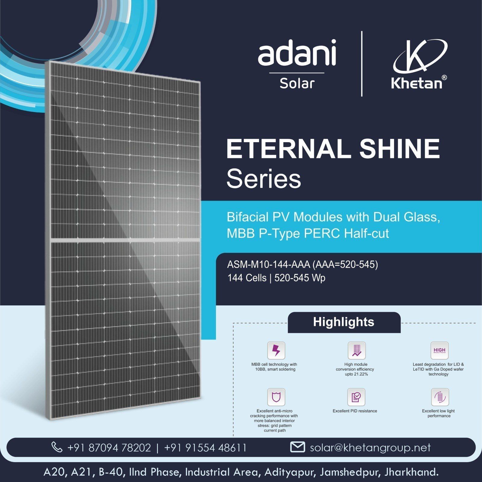 adani 545 WP Bifacial PV Modules