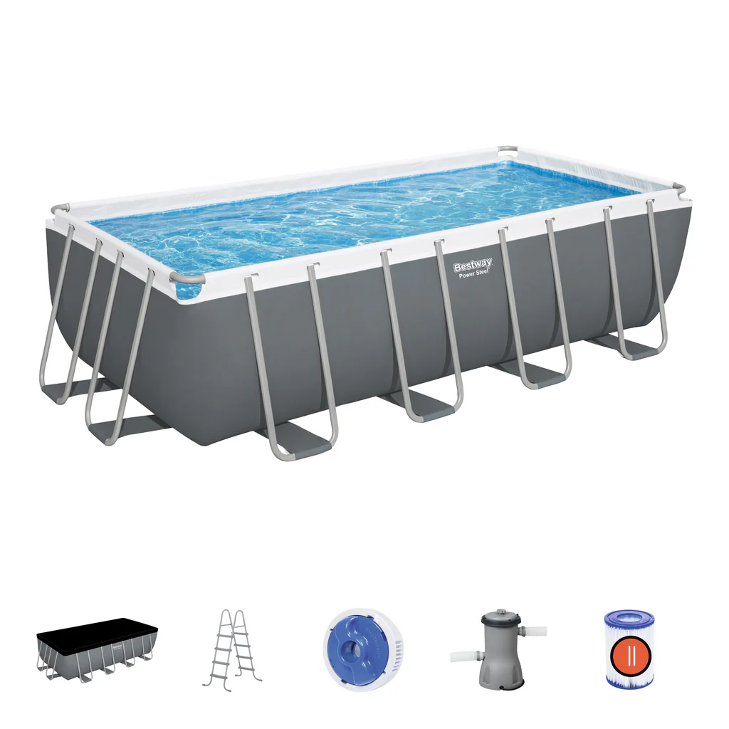 (56670) Rectangular Above Ground Portable Swimming Pool Set 16.01ft x 8ft x 4ft