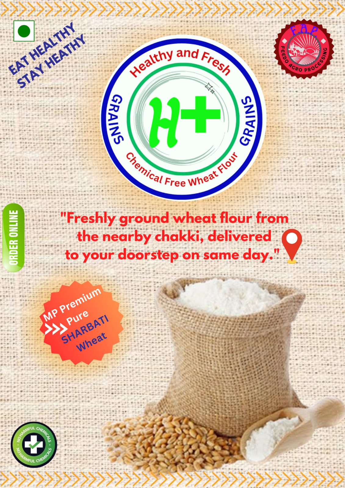 H + Grains (Wheat Flour - Sharbati, Lokwaan), Chickpea Flour