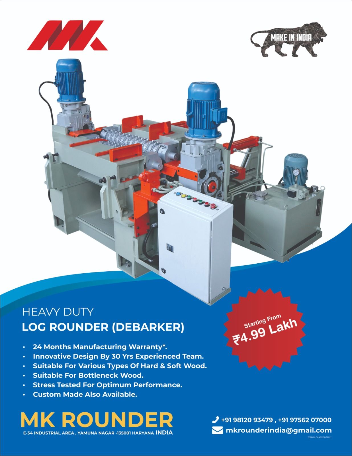 Log Debarker And Rounder Machine