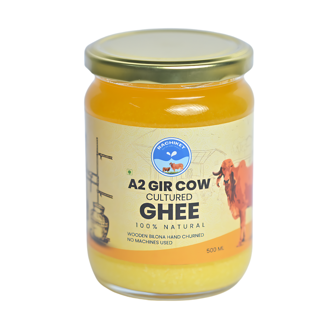 A2 Gir Cow Ghee - 500ml Glass Jar | Complete Purity, Freshness, Healthy, Rich In Taste, Ideal for Cooking and Worship