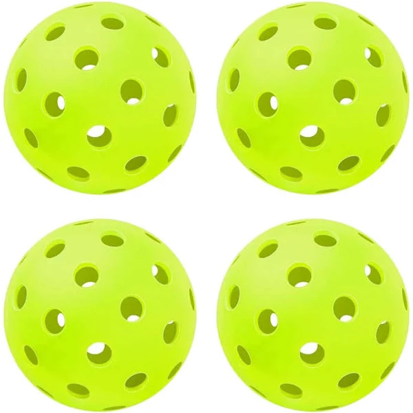 Outdoor Pickleballs - Plastic, Rounded Shape, Yellow Color | Durable, Good Quality, Reusable for Sports Activities