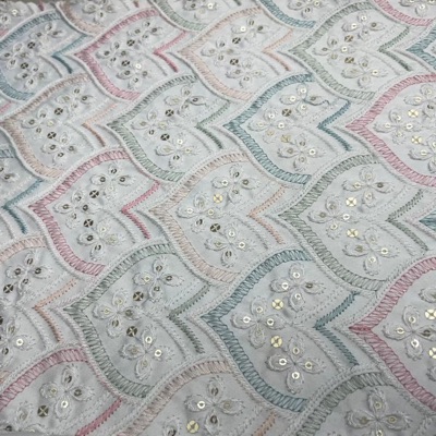 Embroidered Satin Fabrics - 100% Satin, White, Anti-Wrinkle | Soft, Smooth, Lightweight, Glossy Finish