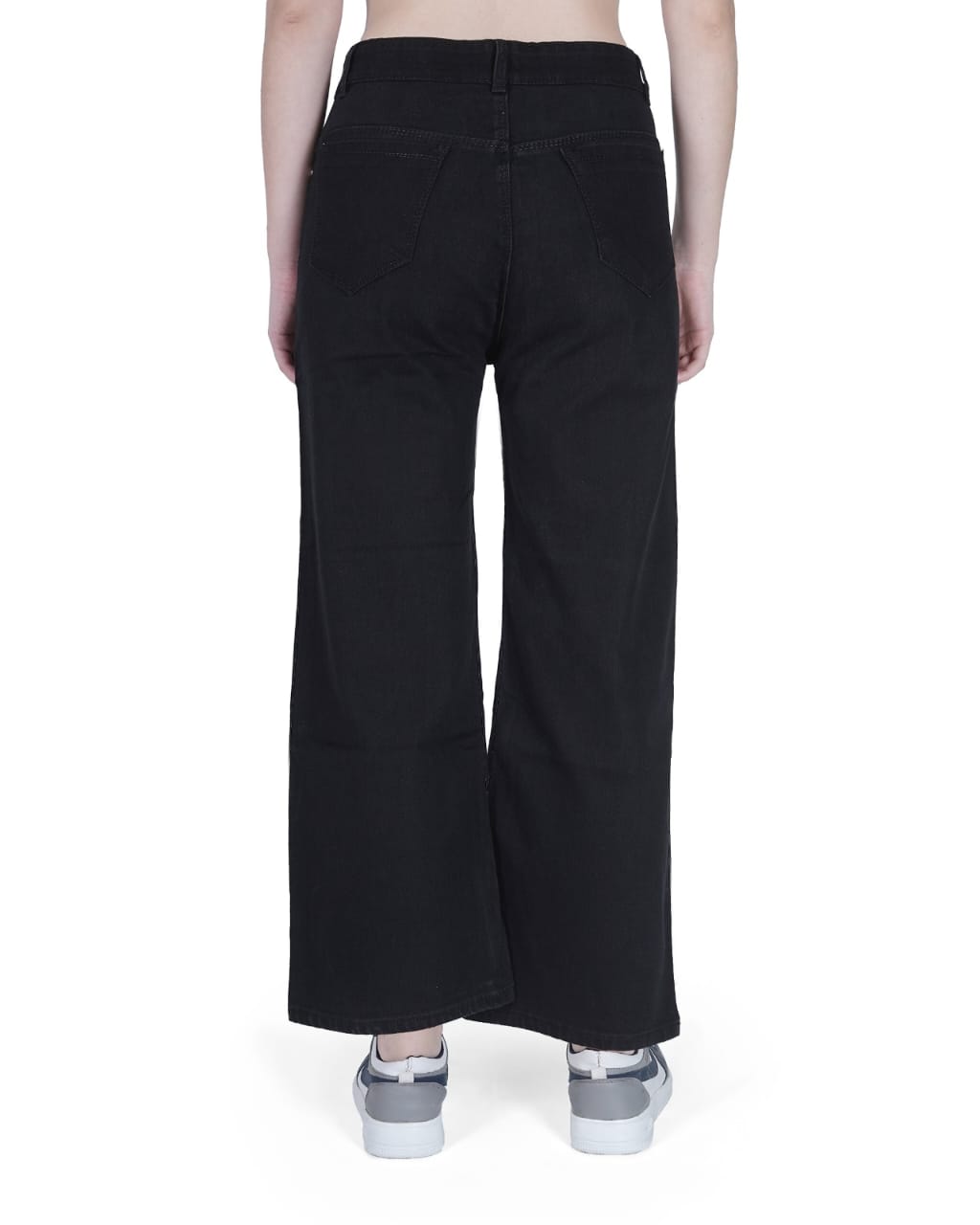 Bell Bottom Straight Jeans - Denim Material, Relaxed Fit, Black Color | Breathable, Skin Friendly, No Fade, Washable, Casual Wear