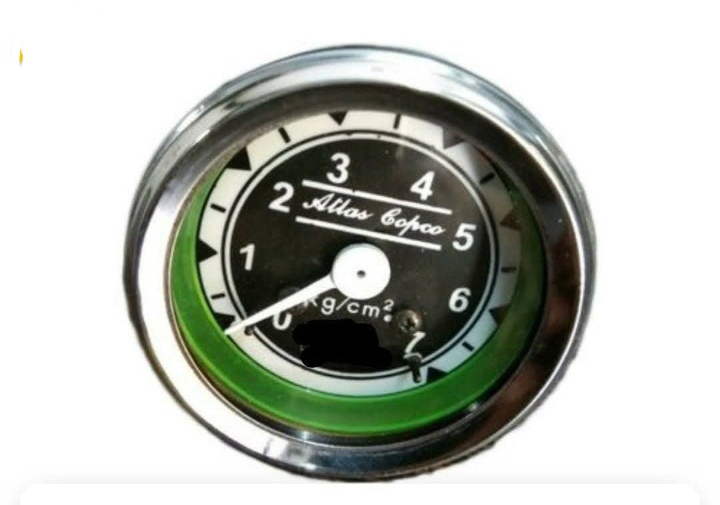 Vt4 Air Compressor Gauge - Polished Round Shape, Silver Color | Gasoline Power Source, Industrial Usage