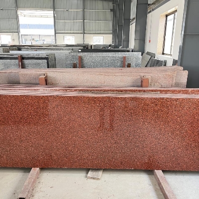 Lakha Red Granite - Rectangular Shape, Polished Surface Finish | Ideal for Countertops, Flooring, Vibrant Red Color