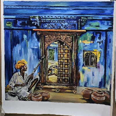 Rajasthani painting on canvas