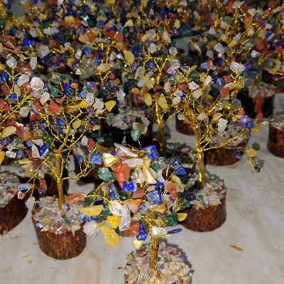 Crystal Chips Tree - Natural Crystal Polished Chips, Different Colors | Handcrafted Wire Branches, Energy Balancing, Spiritual Tabletop Decor