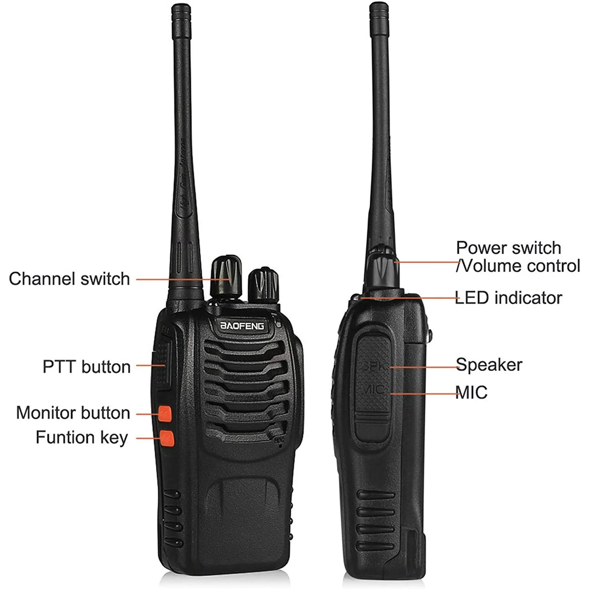 Walkie Talkies Rechargeable Long Range Two-Way Radios with Flashlight Li-ion Battery and Charger