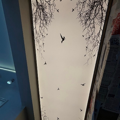 Designer Stretch Ceiling - Flexible UV Resistant Material, Rectangular Printed Pattern | Fire-Retardant, Waterproof, Acoustic Insulation