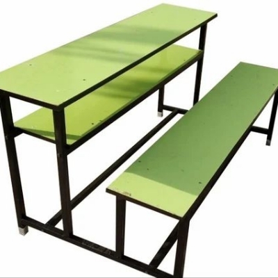 Wood And Metal School Bench Desk