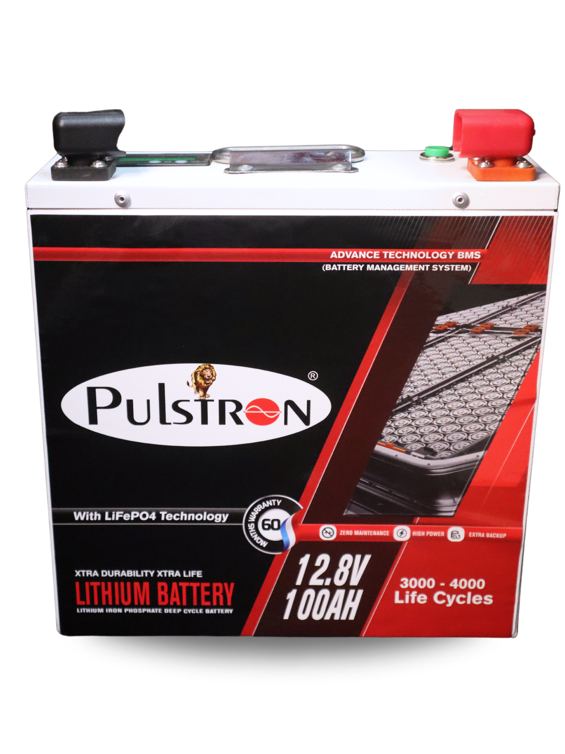 Pulstron Litor-100X 12V 100Ah Lithium Lifepo4 Inverter Battery - Material: Metal Cabinet
