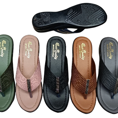 Ladies Chappals - Leather Rubber, Different Colors | Casual Wear, Easy Slip-On, Water Resistant, Cushioned Support
