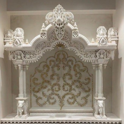 Long Lasting White Marble Temple - Marble White Smooth Finish Weather Proof Corrosion Resistant Artistic Carving