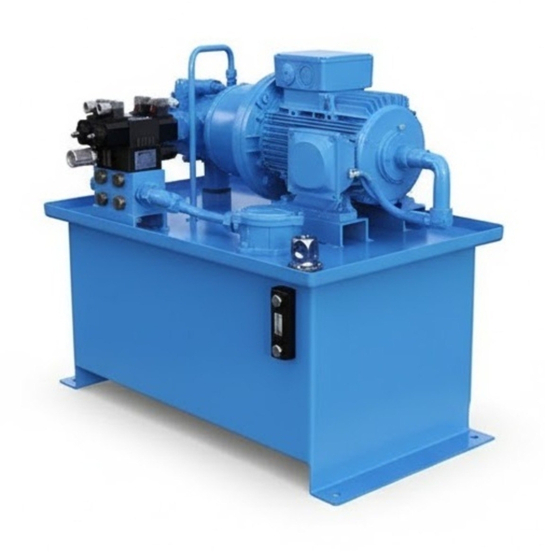 Hydraulic Power Pack - Blue Color Adjustable Flow | Energy Efficient Low Maintenance Strong Output Thermal Protection Overload Safety