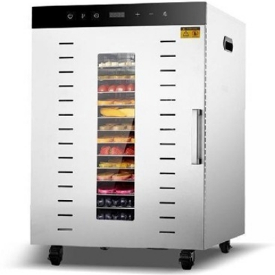 16 Tray Food Dehydrator - Stainless Steel, Silver, Standard Size | Automatic, Timer, Temperature Control, Efficient Airflow