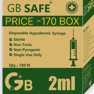 Gb Safe Syringe 2 Ml - ABS Material, 2 Ml, Cylindrical, Stainless Steel Needle | Disposable, Durable, Single Use