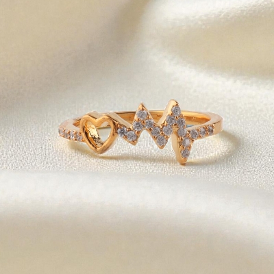 925 Sterling Silver Heartbeat Ring