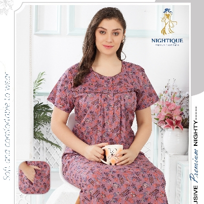 Pure Cotton Nighty (Ct-103) Size L - Feature: Comfortabale To Wear