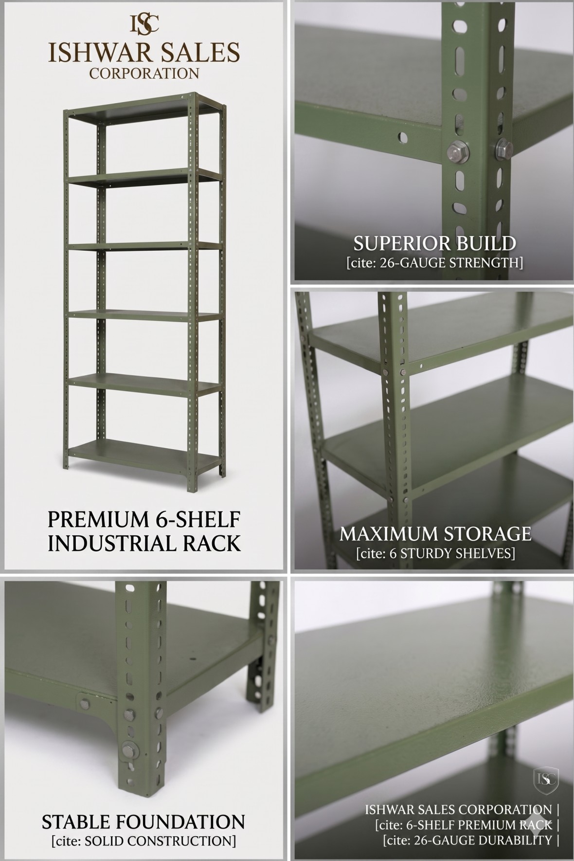 Iron Rack 78*33*13 6 Shelf  T.a.gray 26 Gauge 