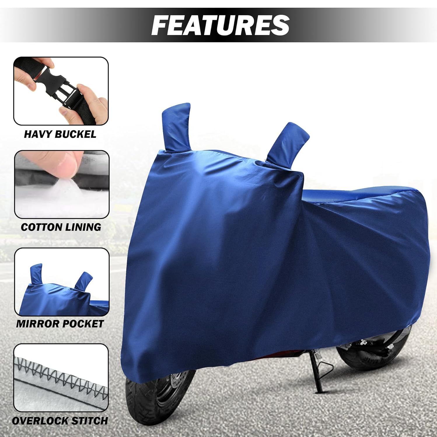 Rainproof Scooty Body Cover With Mirror Pocket (blue)