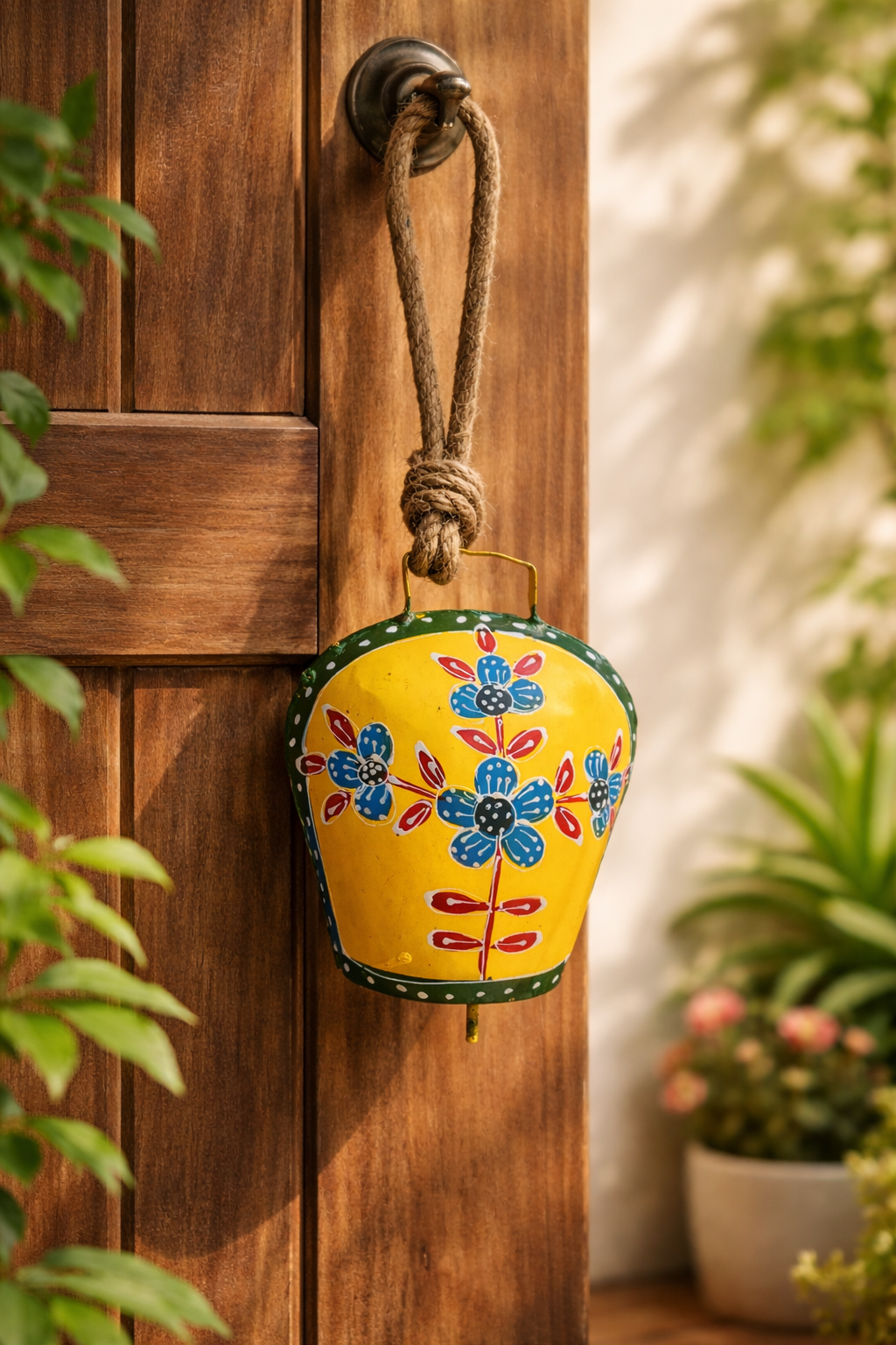 Yellow Floral Painted Bell