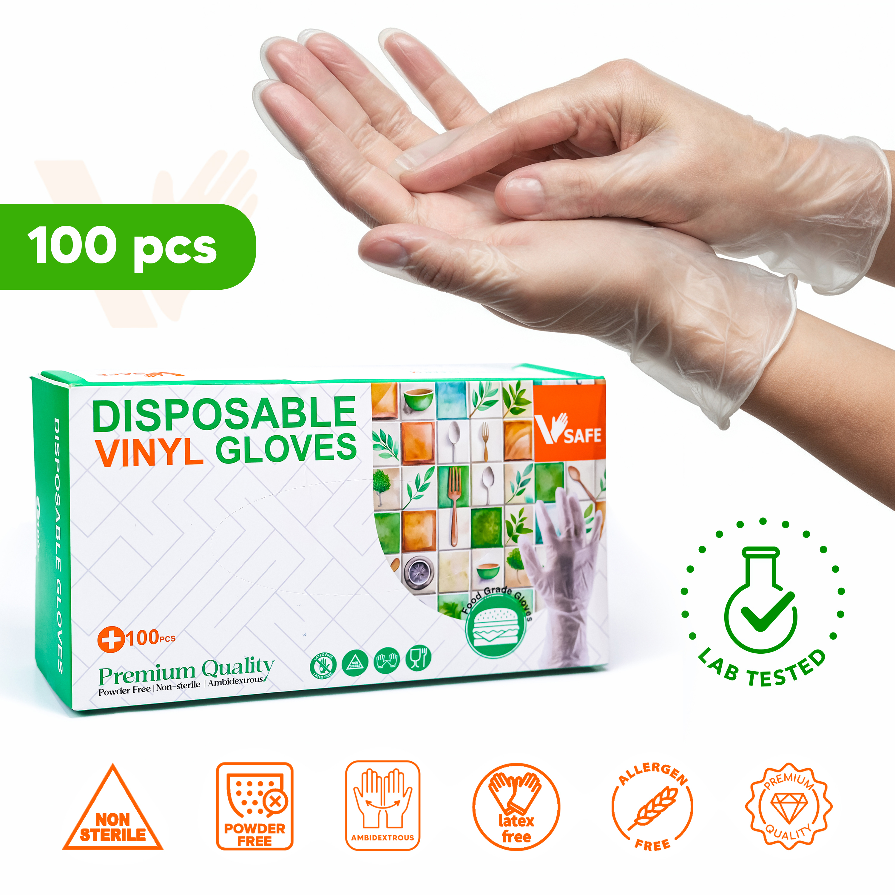 V SAFE Premium Disposable Vinyl Gloves