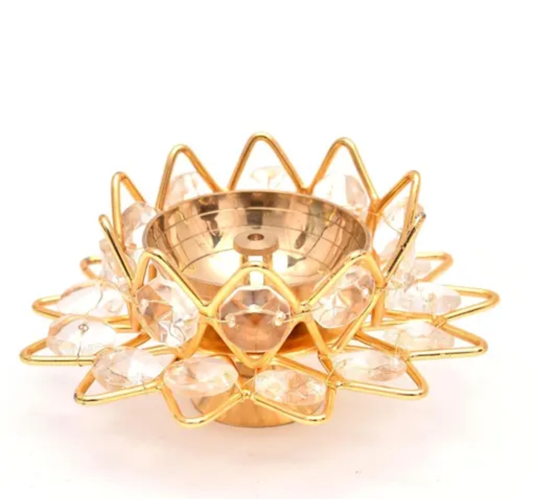 Brass Crystal Diya