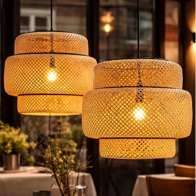 Round Bamboo Shade Light