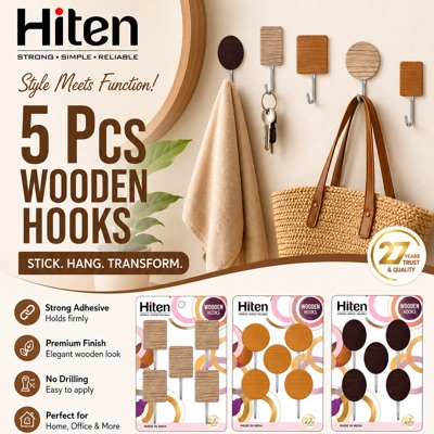 5 Pcs Wooden Hooks