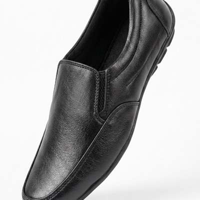 Classic Black Leather Shoes - Insole Material: Pu