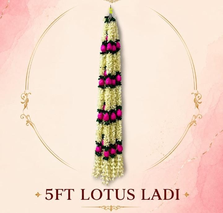 5 Feet Artificial Lotus Flower Ladi A Traditional Decorative Hanging - Feature: Washable